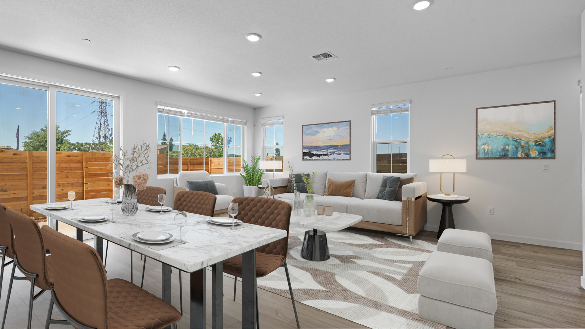 A living room with a large window.
