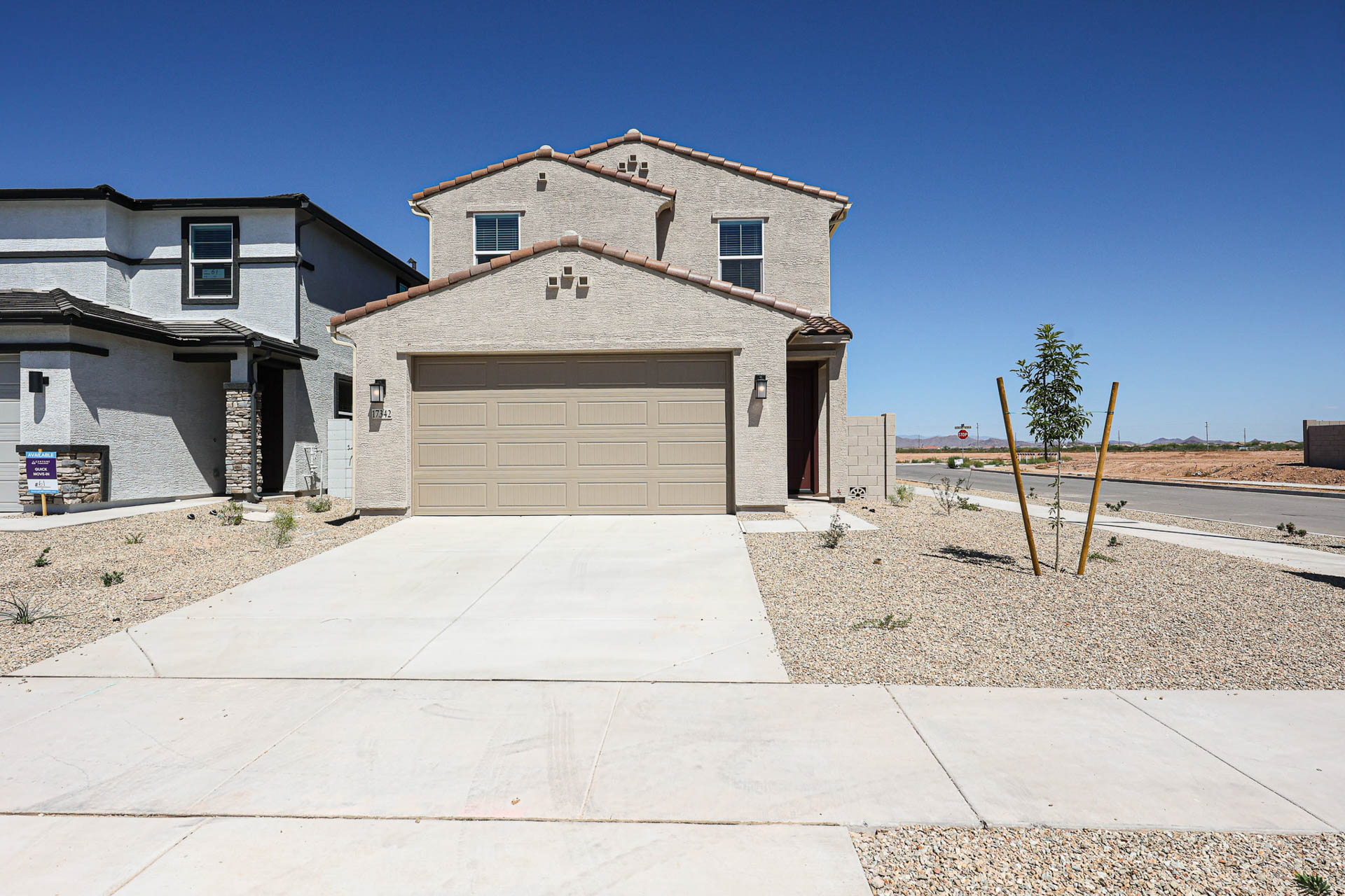 A building with a garage.