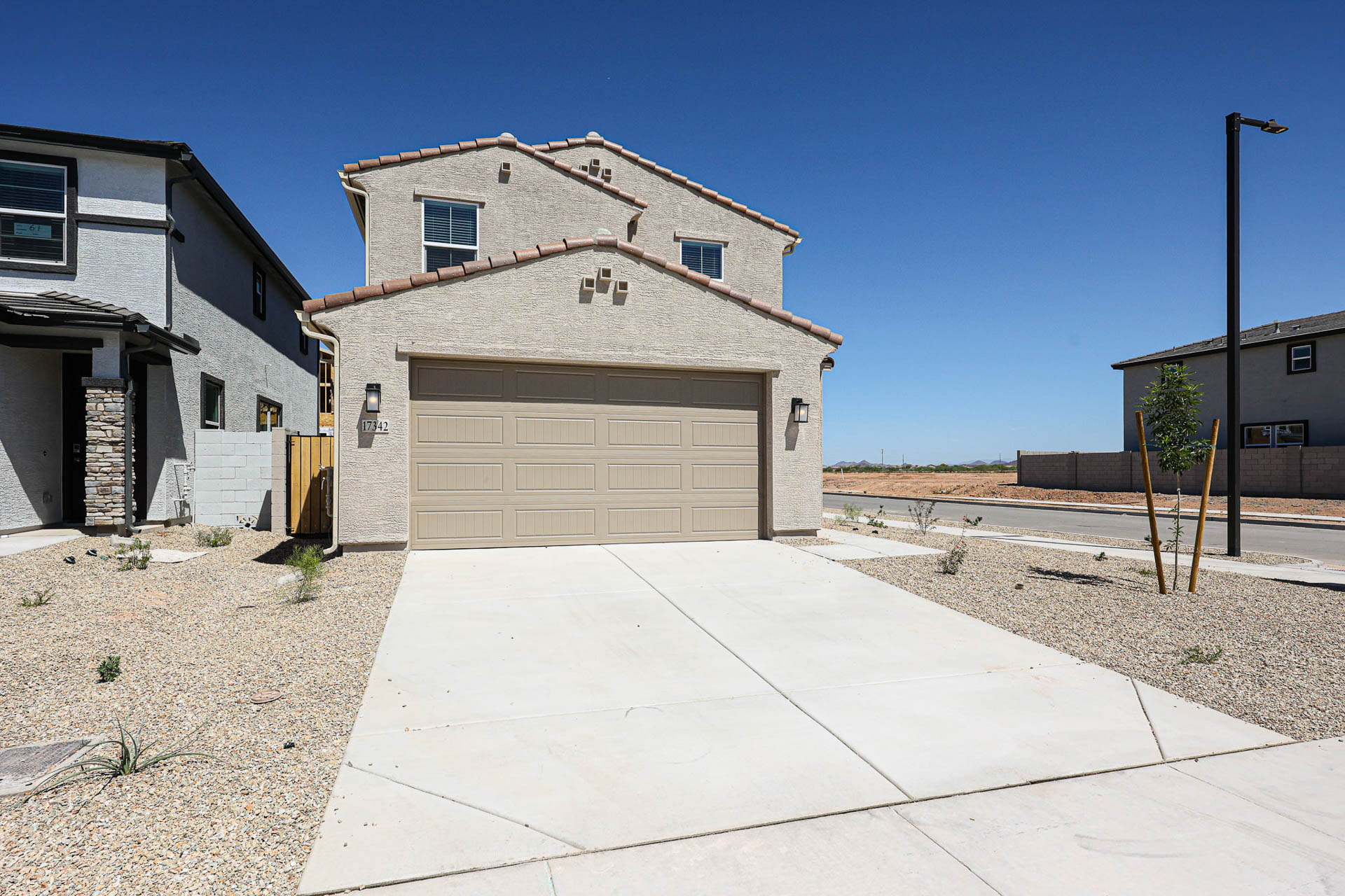 A garage and a house.