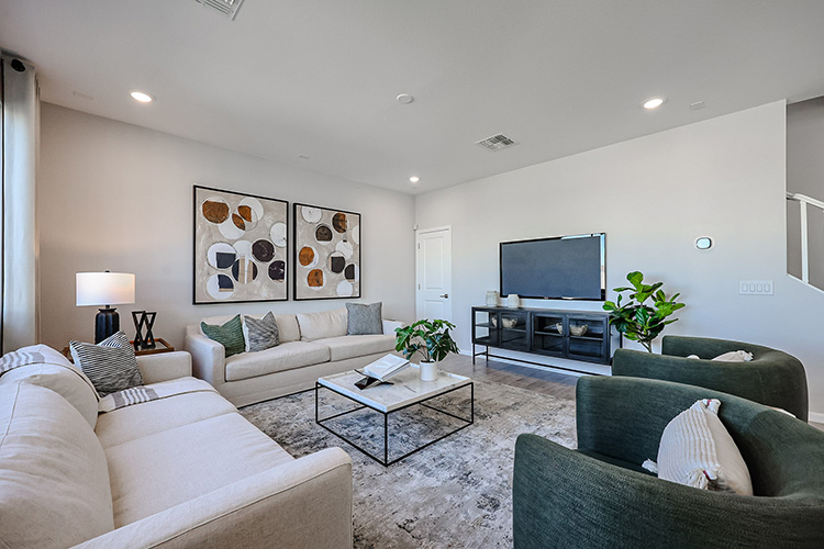 A living room with a tv and couches.
