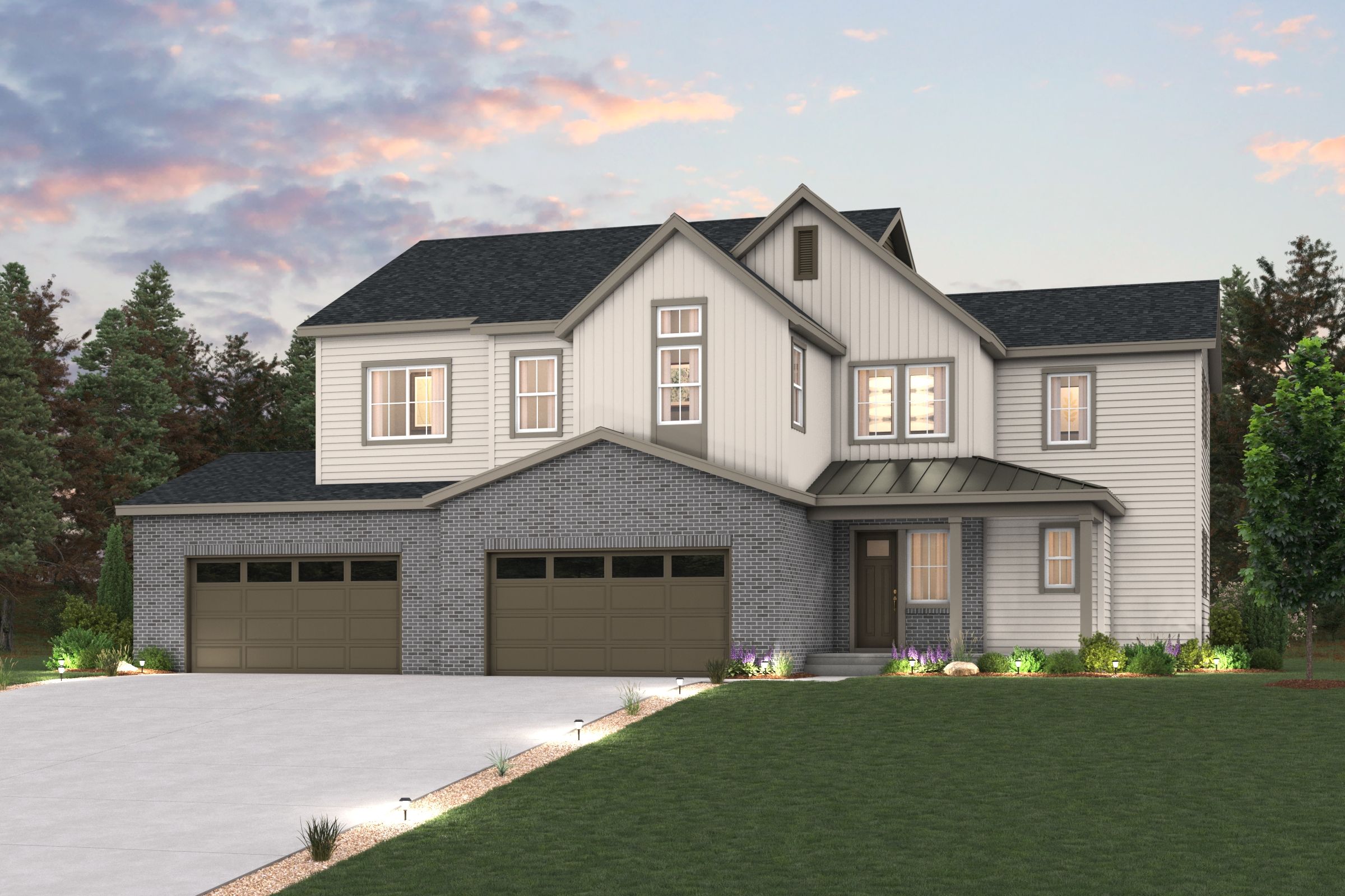 A house with a driveway.