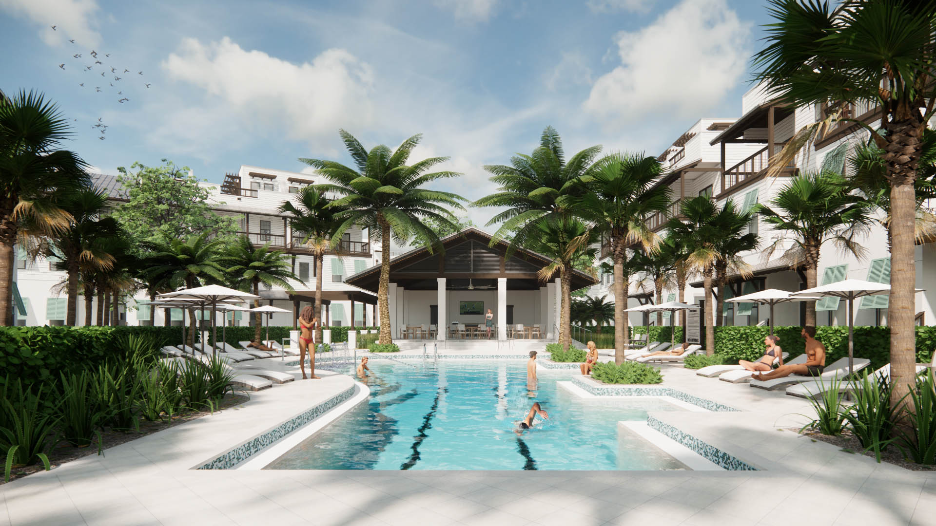 Render of Pool and Cabana Breakwater Villas