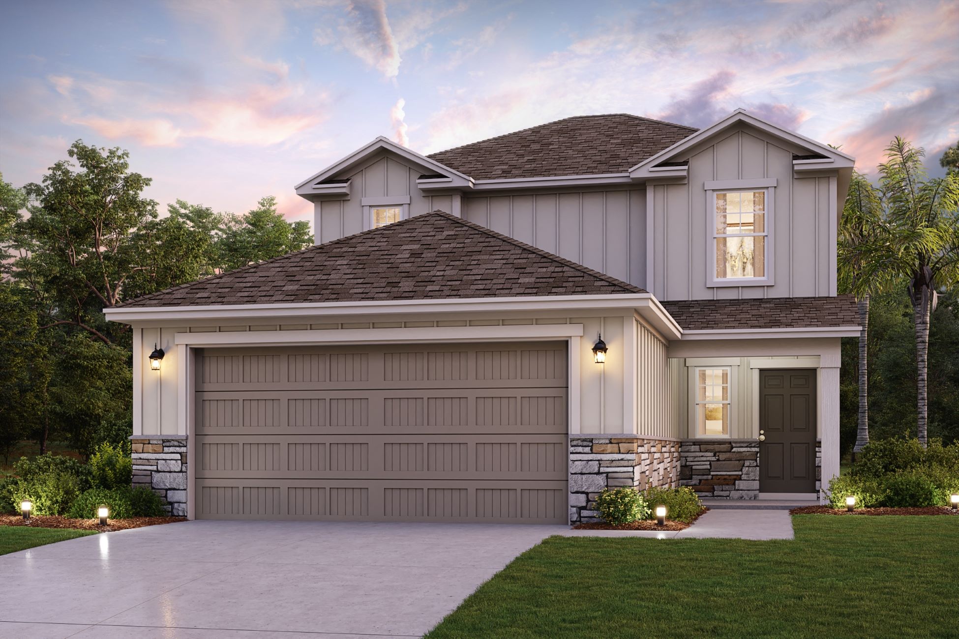 A house with a garage.