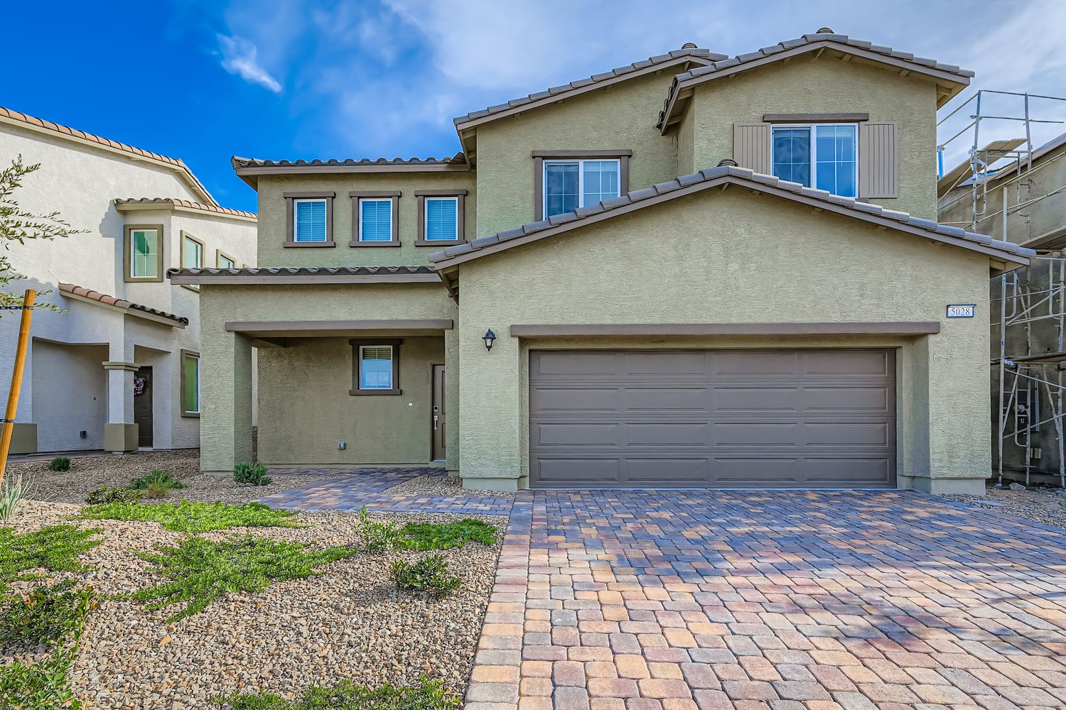 A house with a garage.