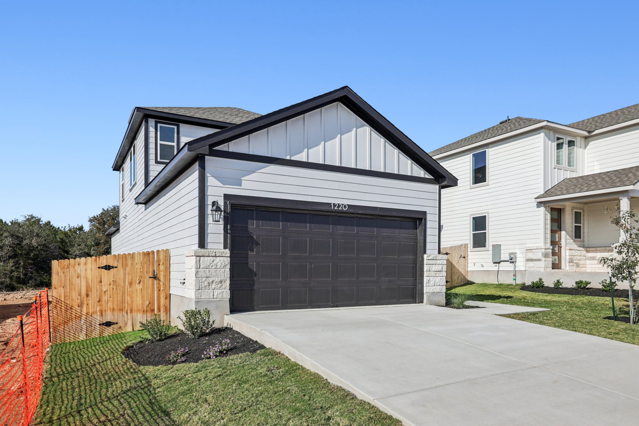 A house with a garage.