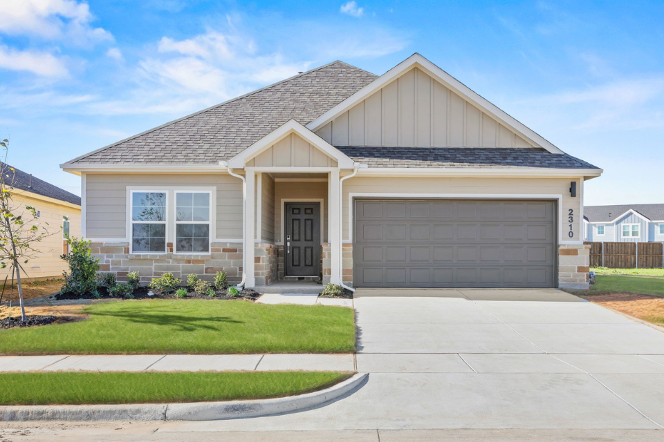 A house with a garage.
