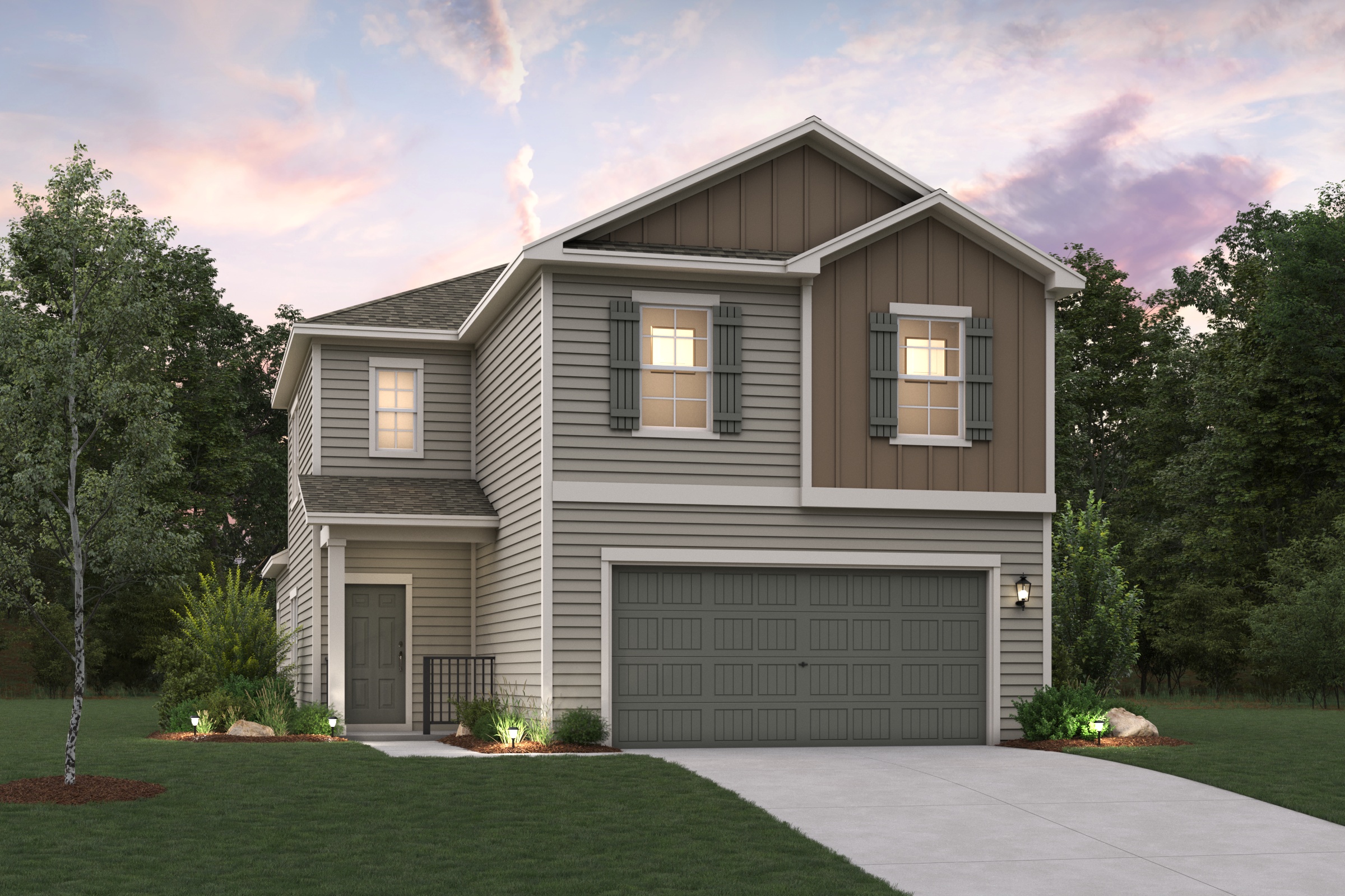 A house with a garage.