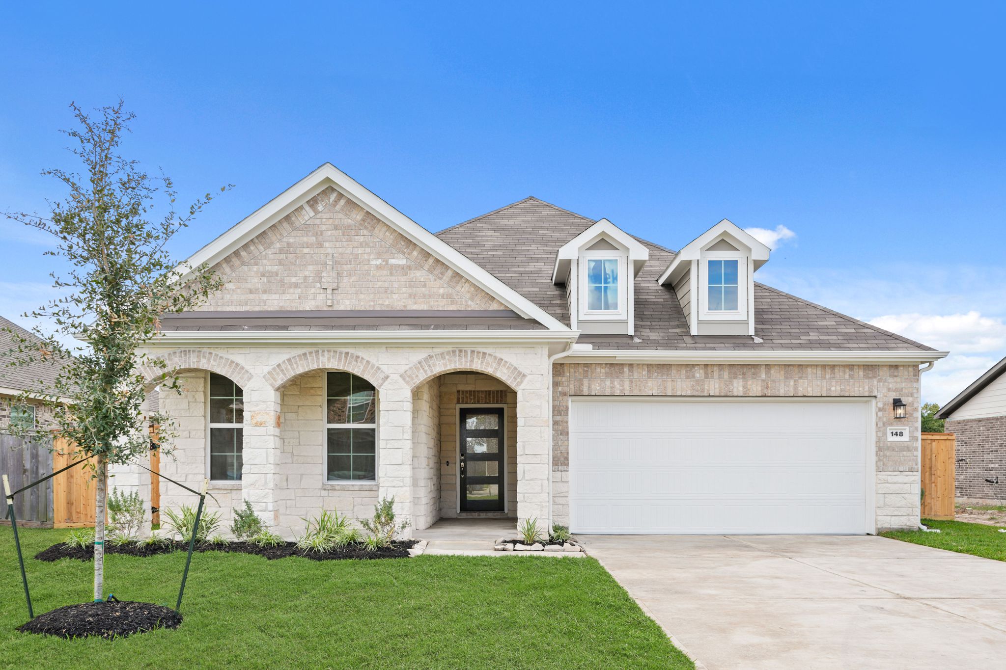 A house with a garage.