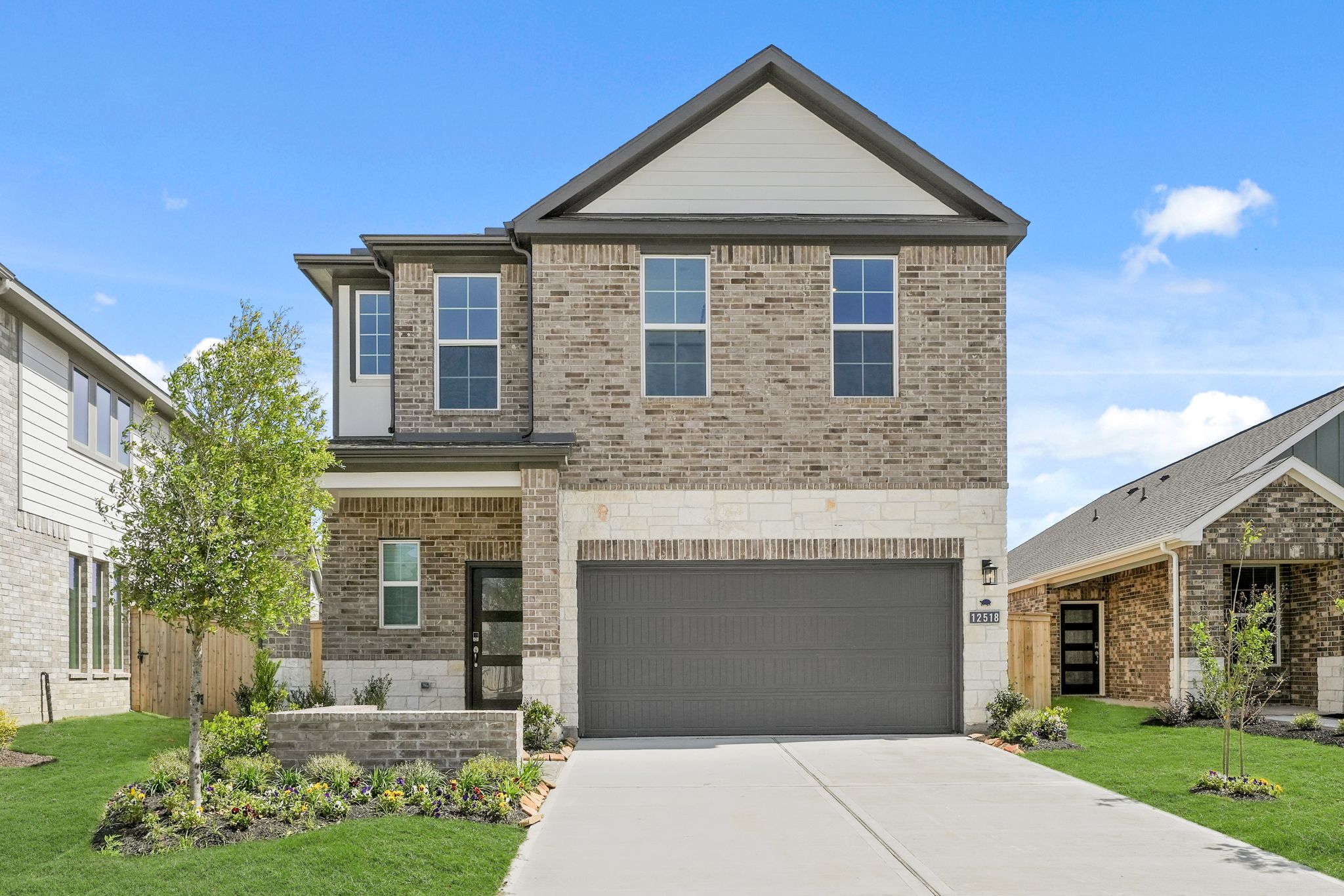 A house with a garage.