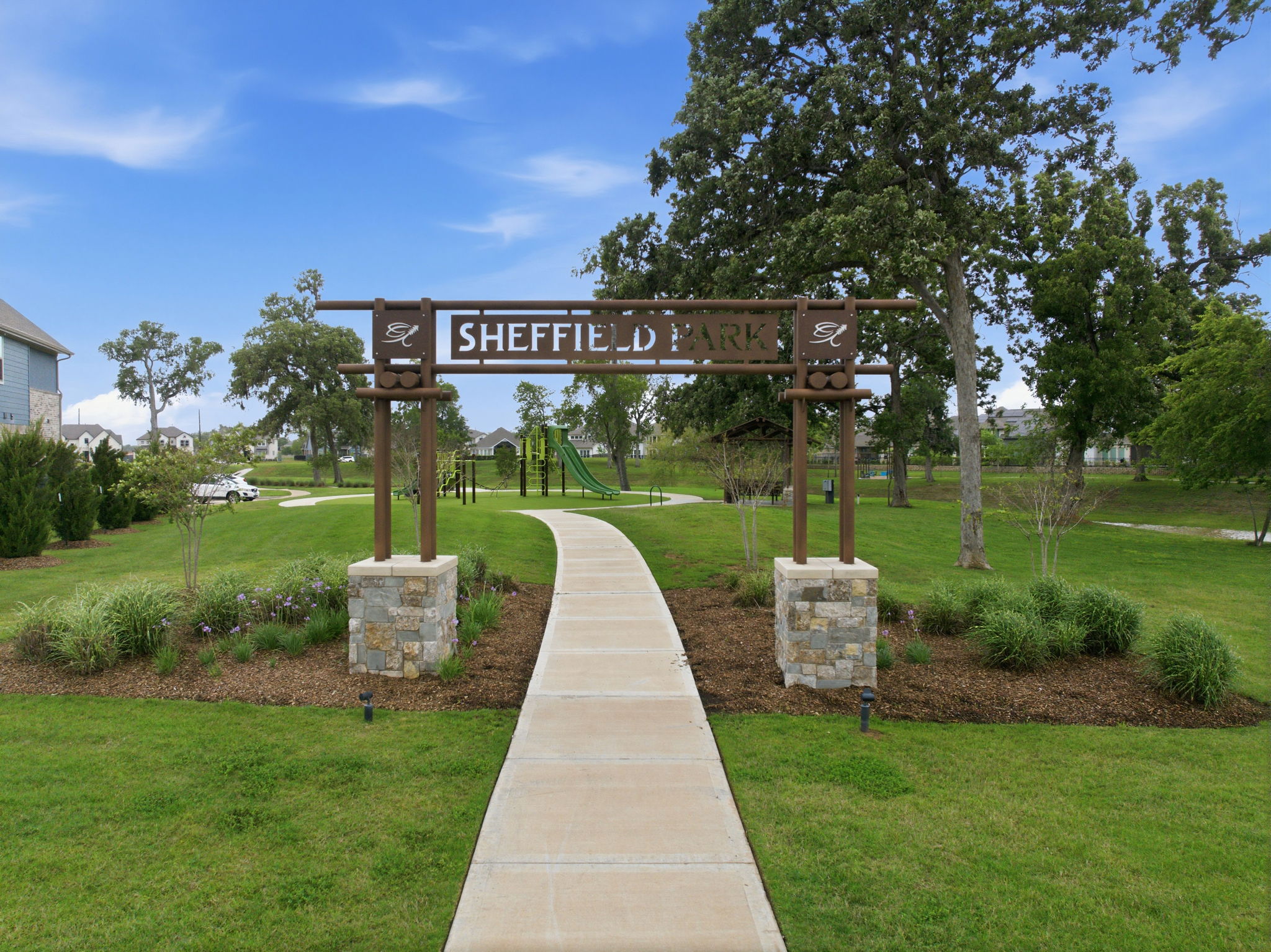 A path with signs on it.