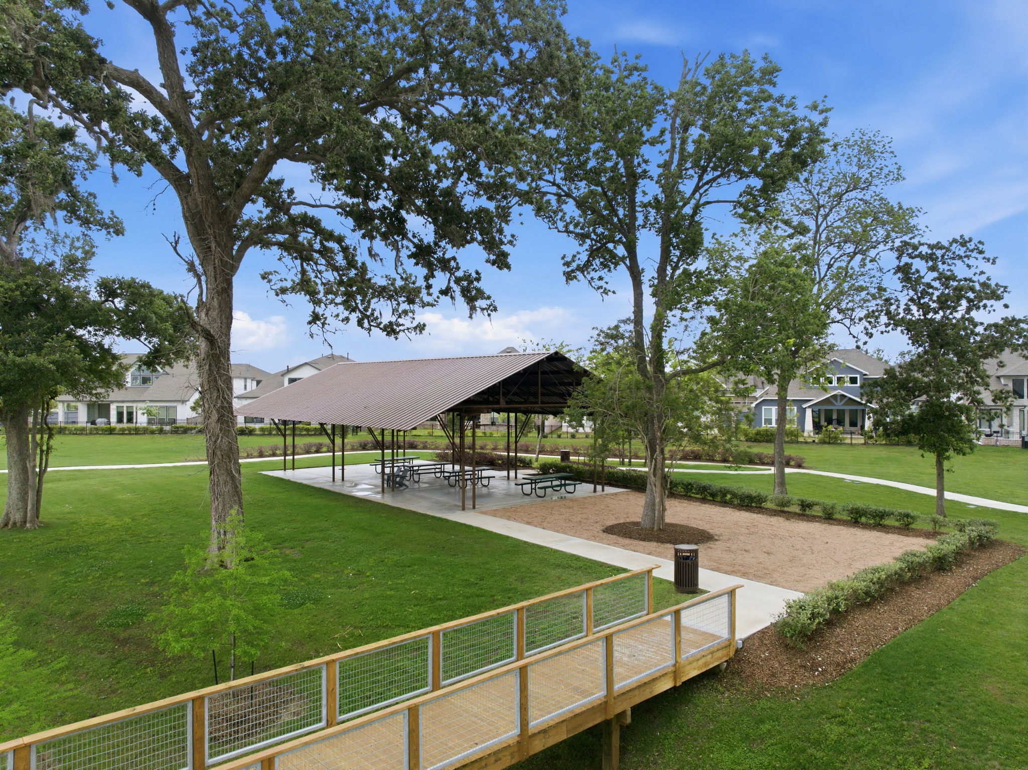 A park with a gazebo.