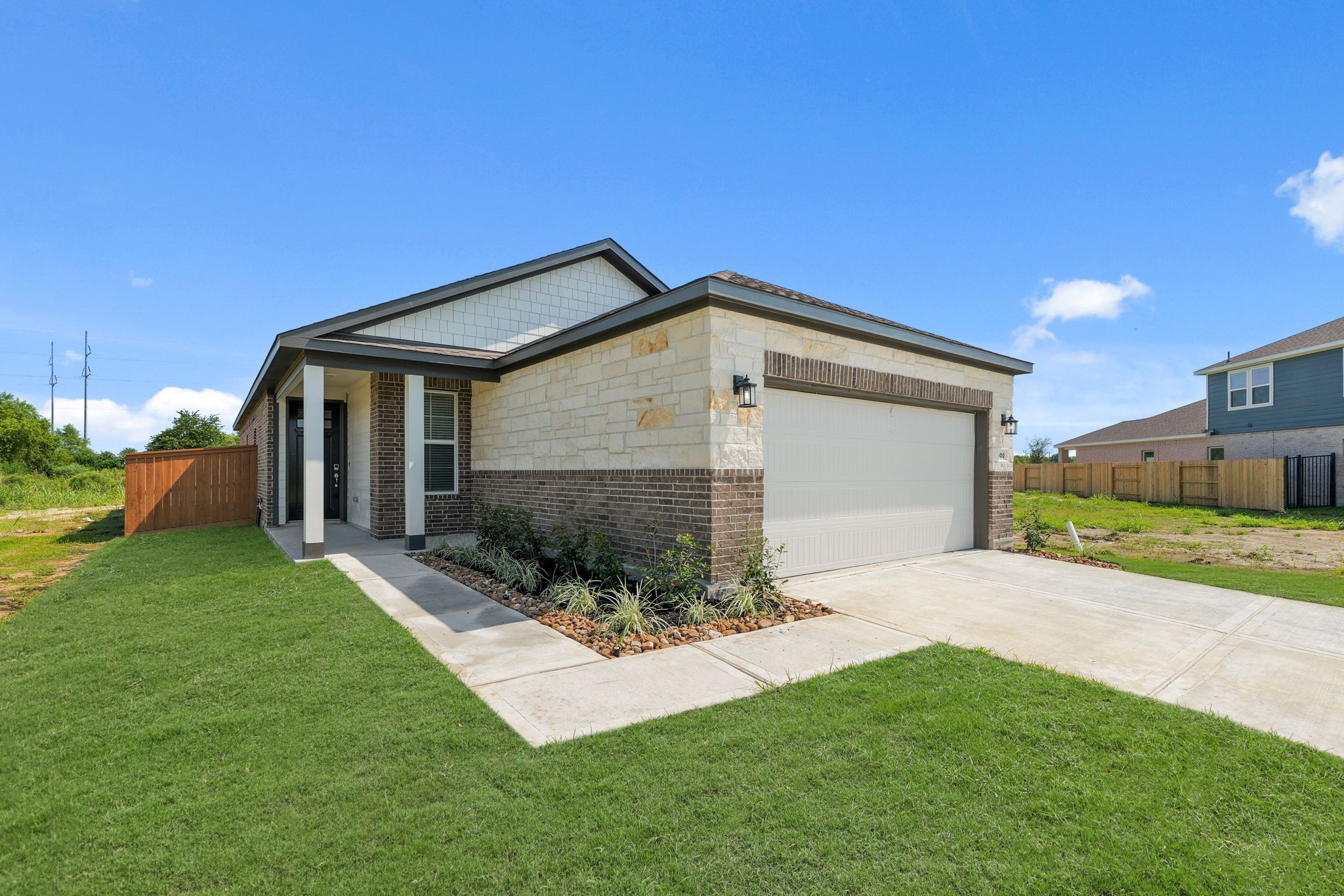 A house with a garage.