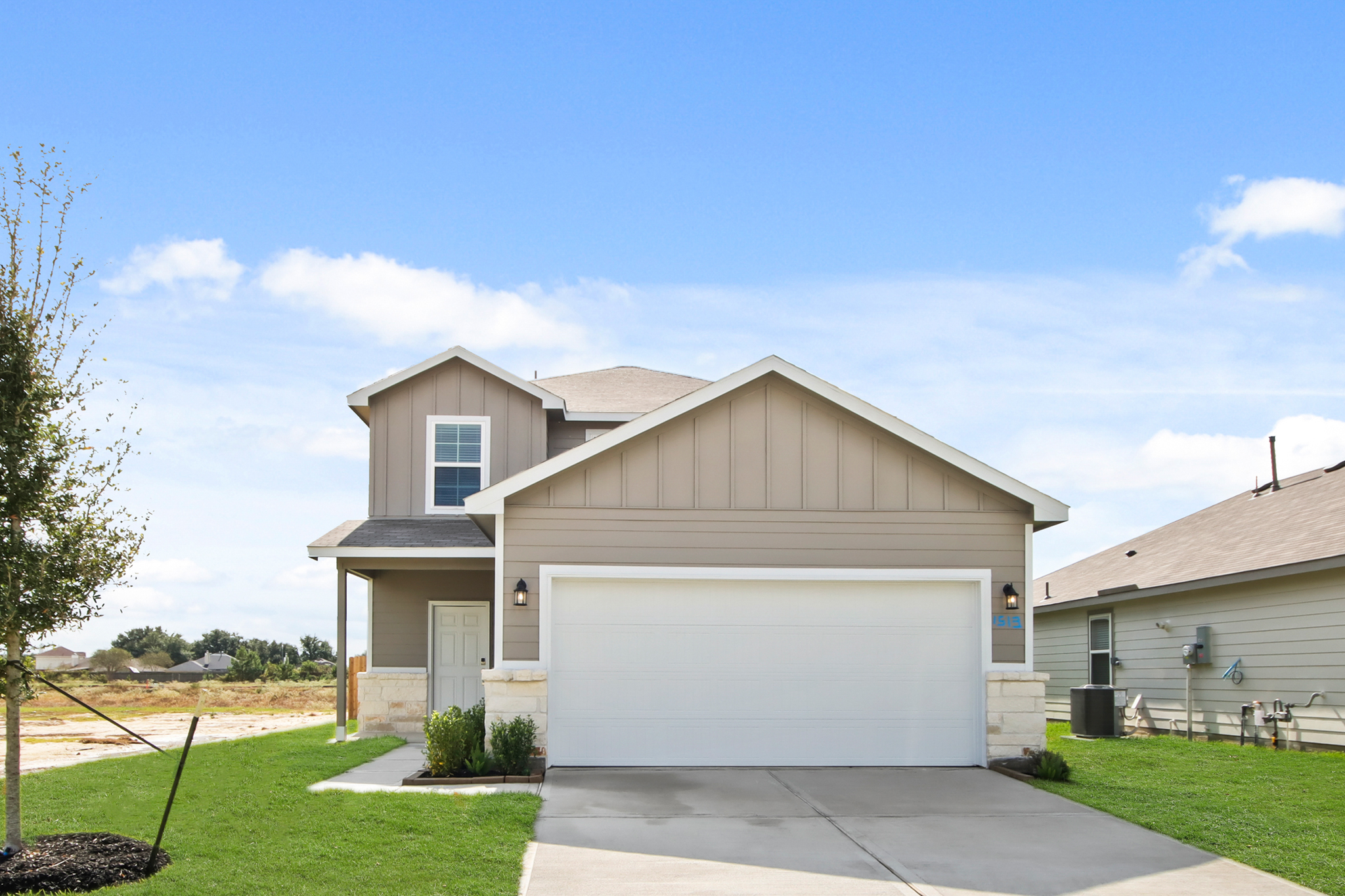 A house with a garage.