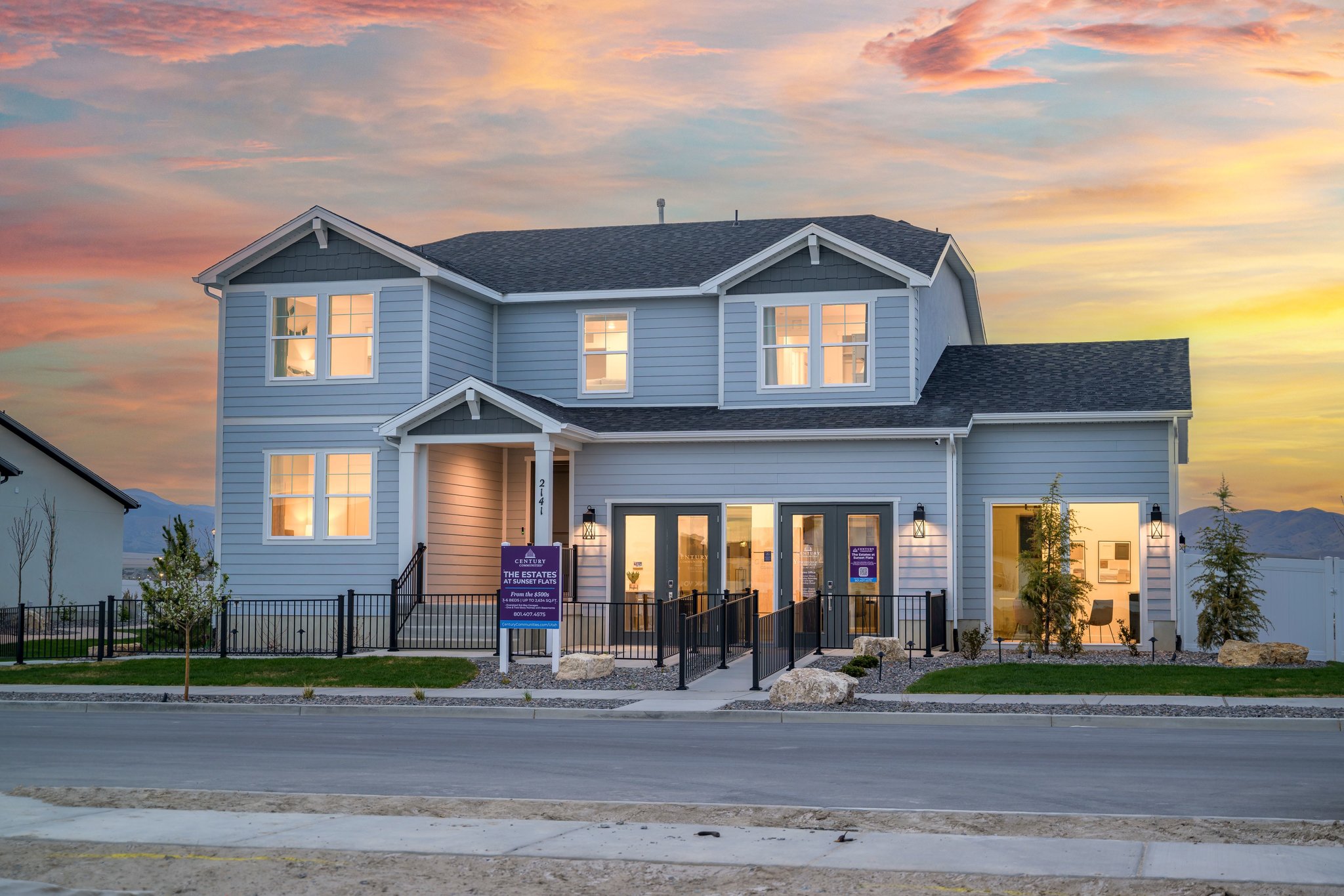 A house with a fence around it.