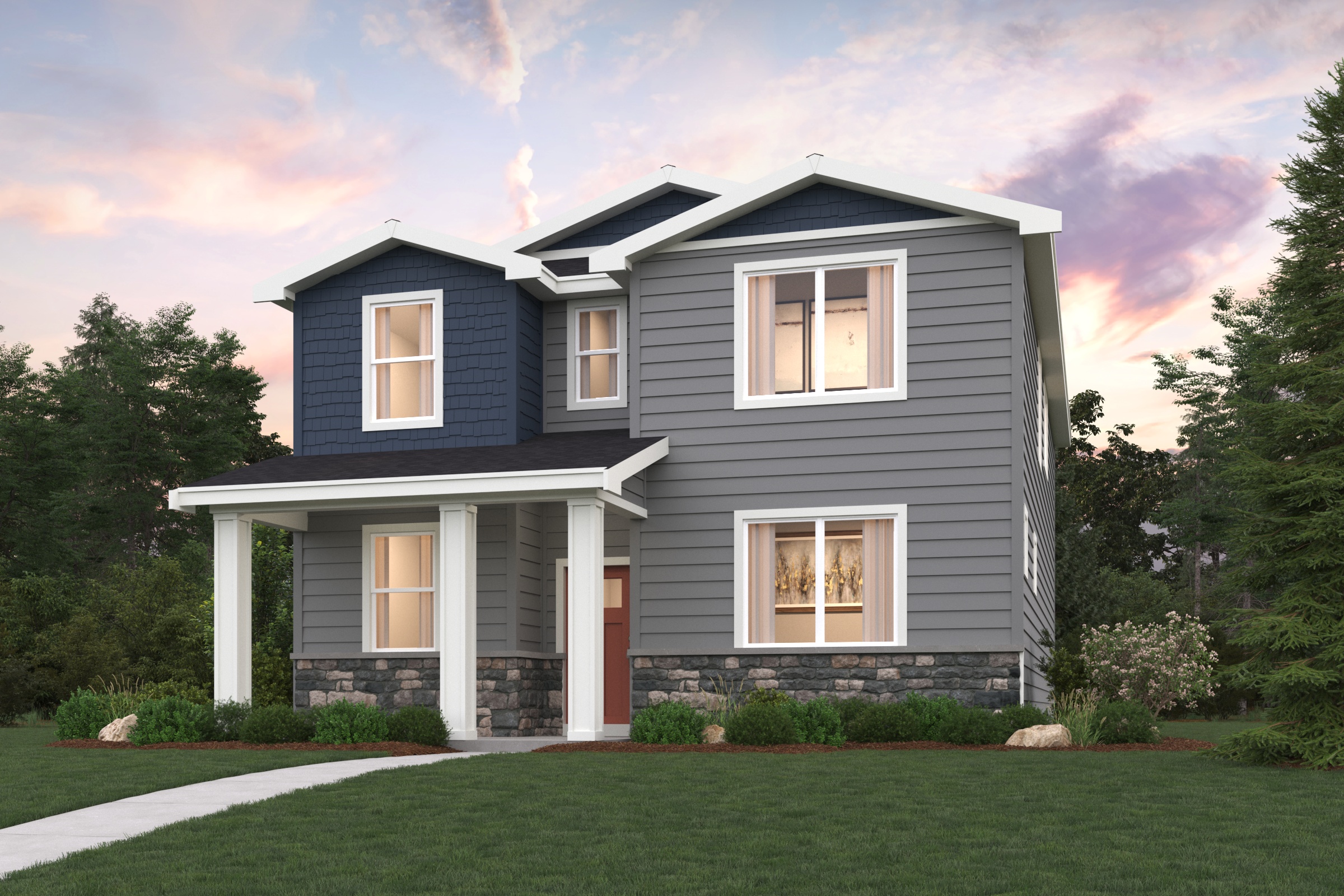 A house with a lawn in front of it with Greersburg Academy in the background.