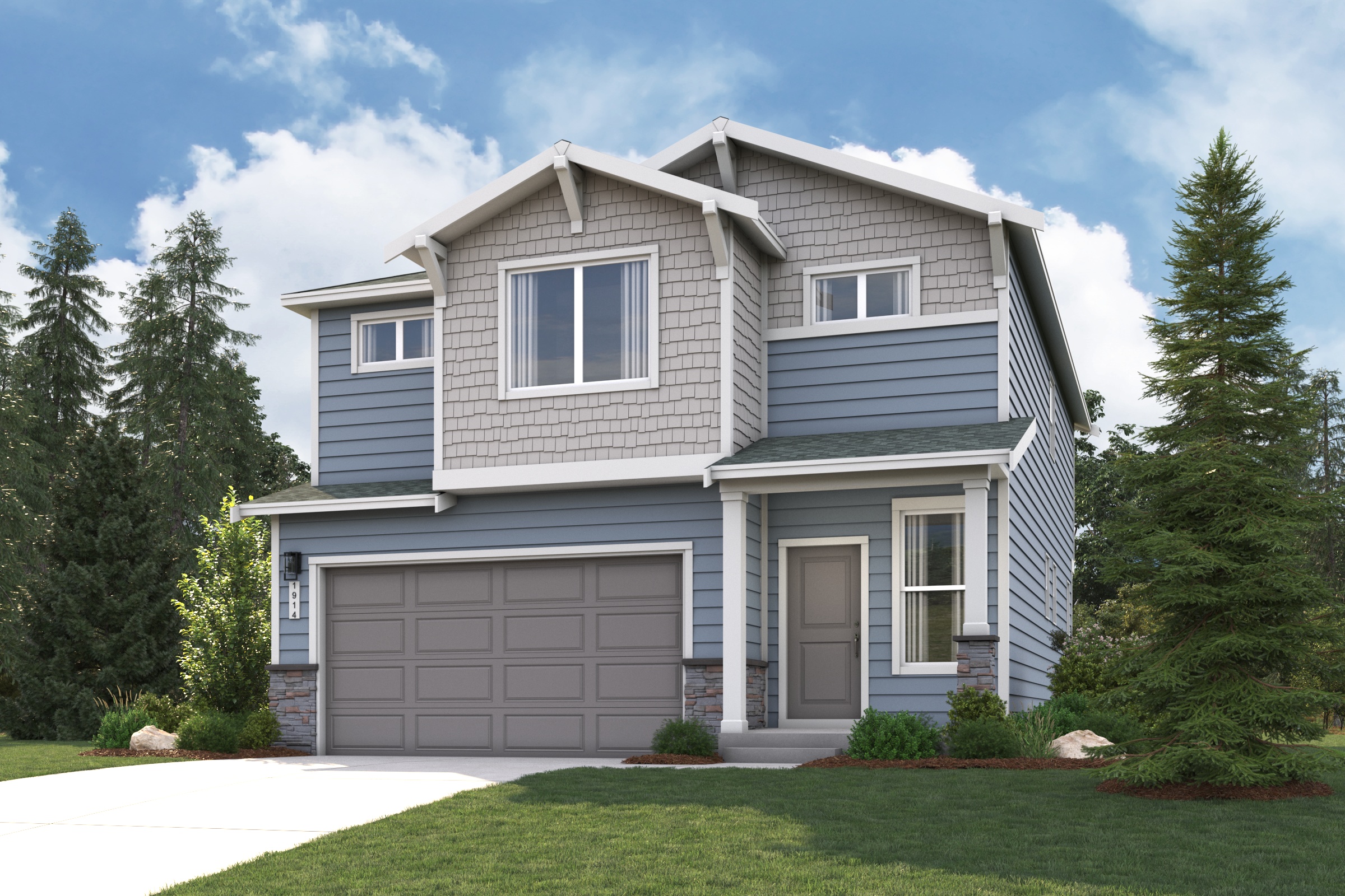 A house with a garage.