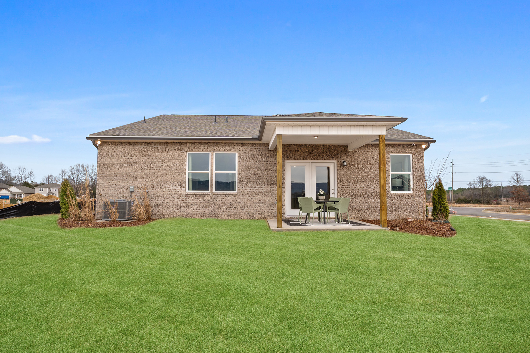 A house with a lawn.