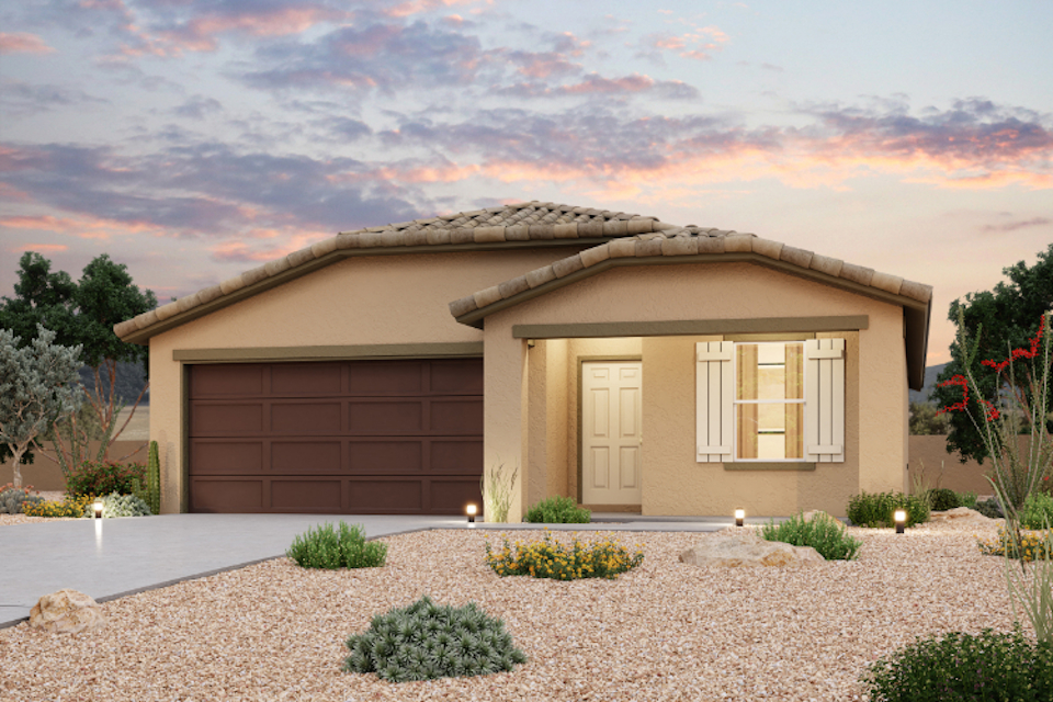 A house with a driveway.