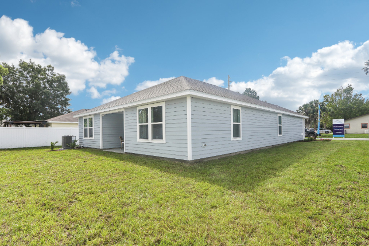 A house with a garage.