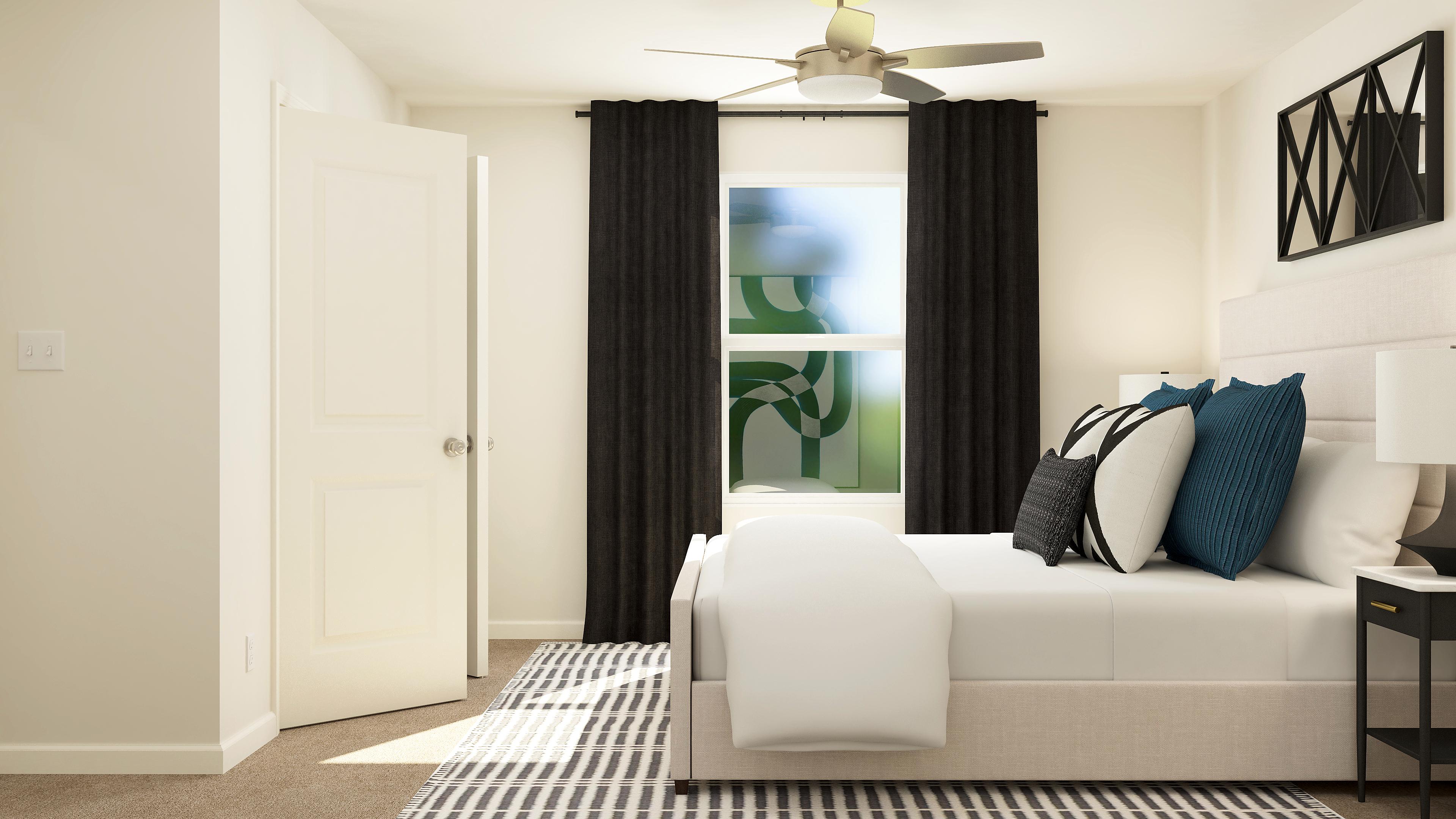 A white couch in a room.