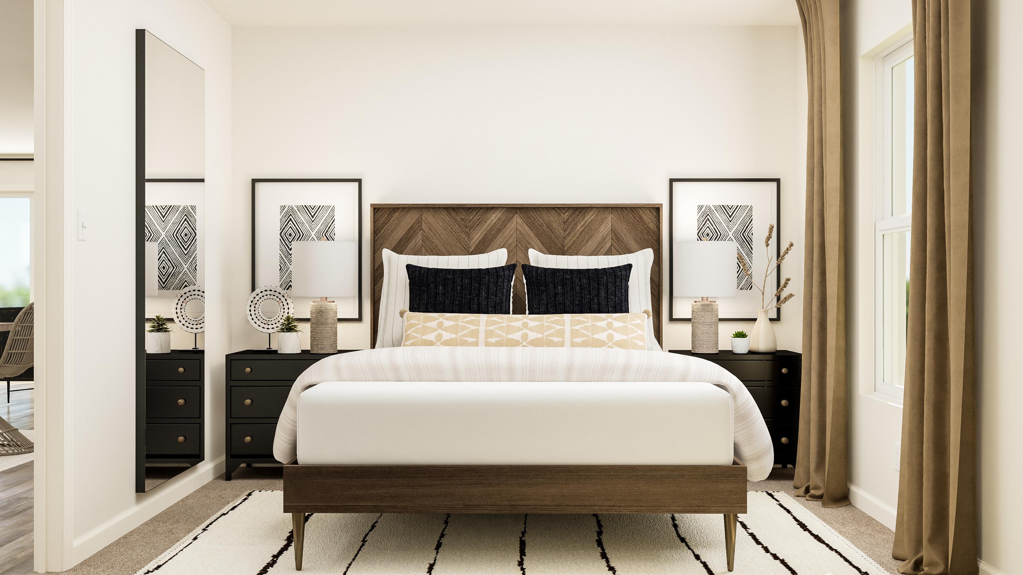 A bed in a room.